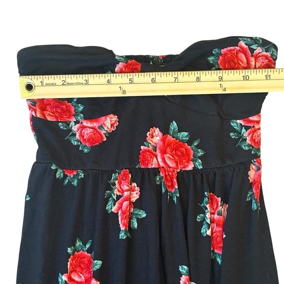 Floral Black Maxi Dress Strapless Roses 🌹 Small - Picture 6 of 7